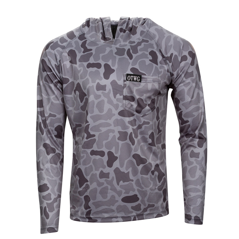 On the Water - Off the Grid Long Sleeve Grey Camo Sun Hoodie - UPF 50