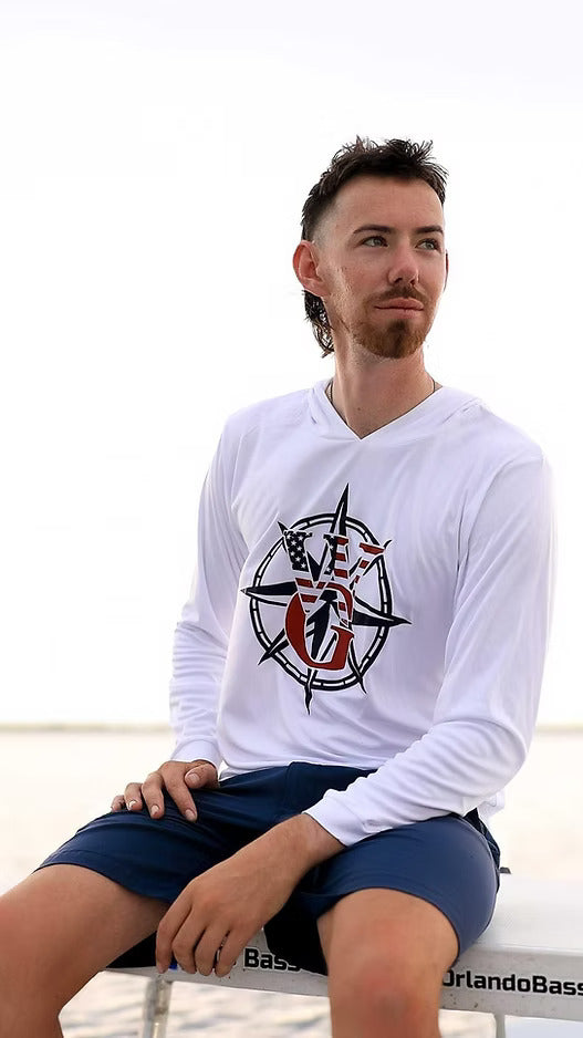 Red, White & Blue branded long sleeve, hooded UPF Shirt, Unisex