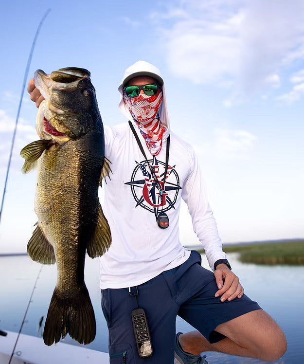 Red, White & Blue branded long sleeve, hooded UPF Shirt, Unisex