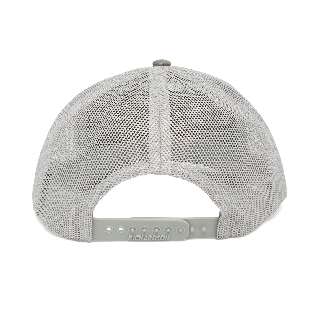 Camo branded trucker hat with dye-sublimated patch