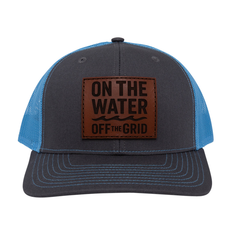 Carolina blue & Grey Snapback Hat | Leather Logo