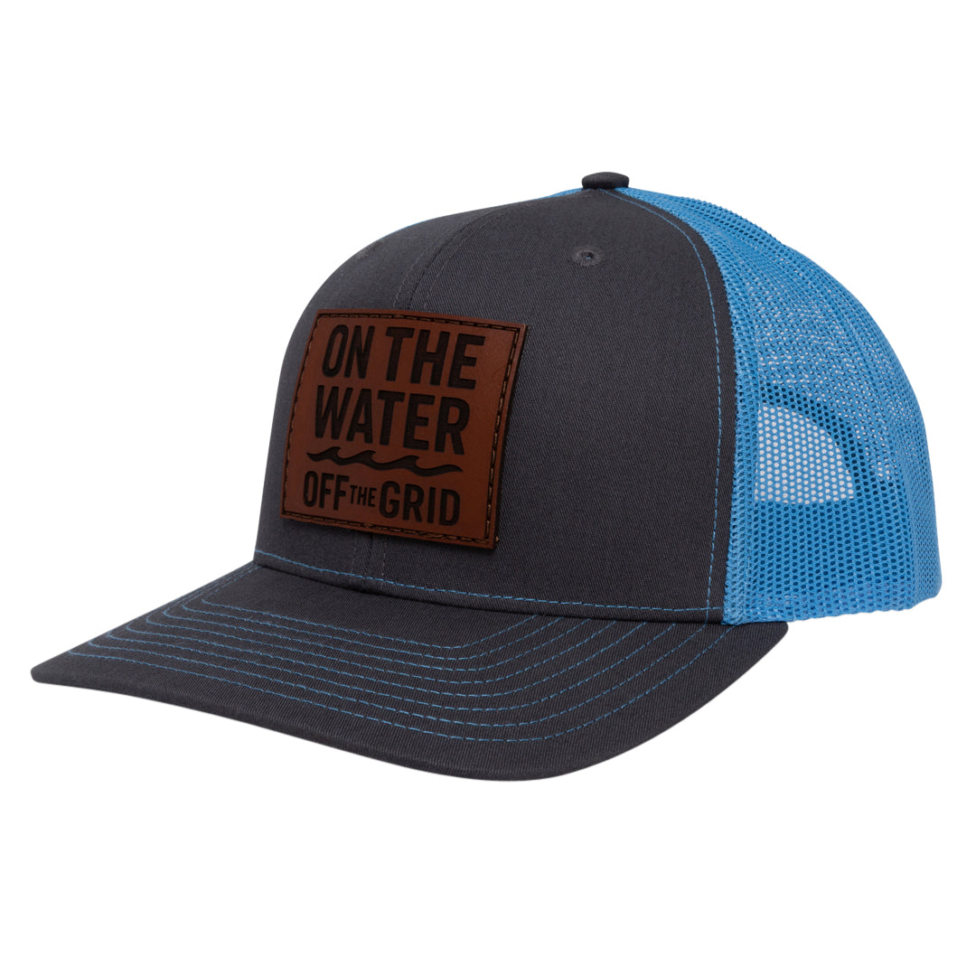 Carolina blue & Grey Snapback Hat | Leather Logo