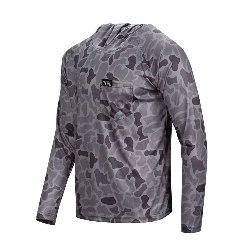On the Water - Off the Grid Long Sleeve Grey Camo Sun Hoodie - UPF 50