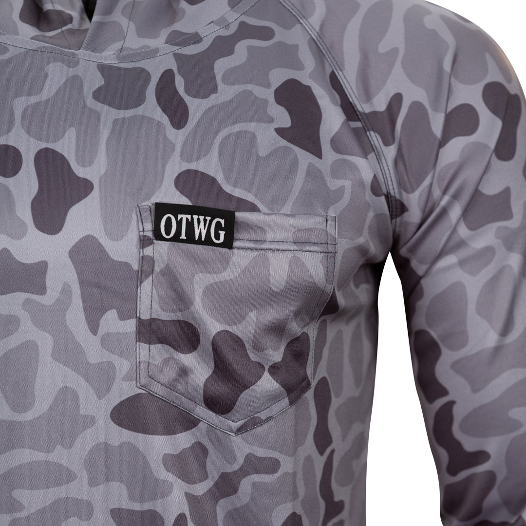 On the Water - Off the Grid Long Sleeve Grey Camo Sun Hoodie - UPF 50